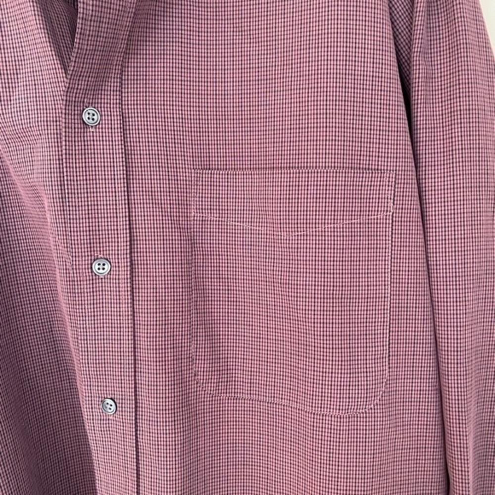 IZOD Mens Burgundy Long Sleeve‎ Shirt Casual Work Plaid Pocket - Picture 5 of 7